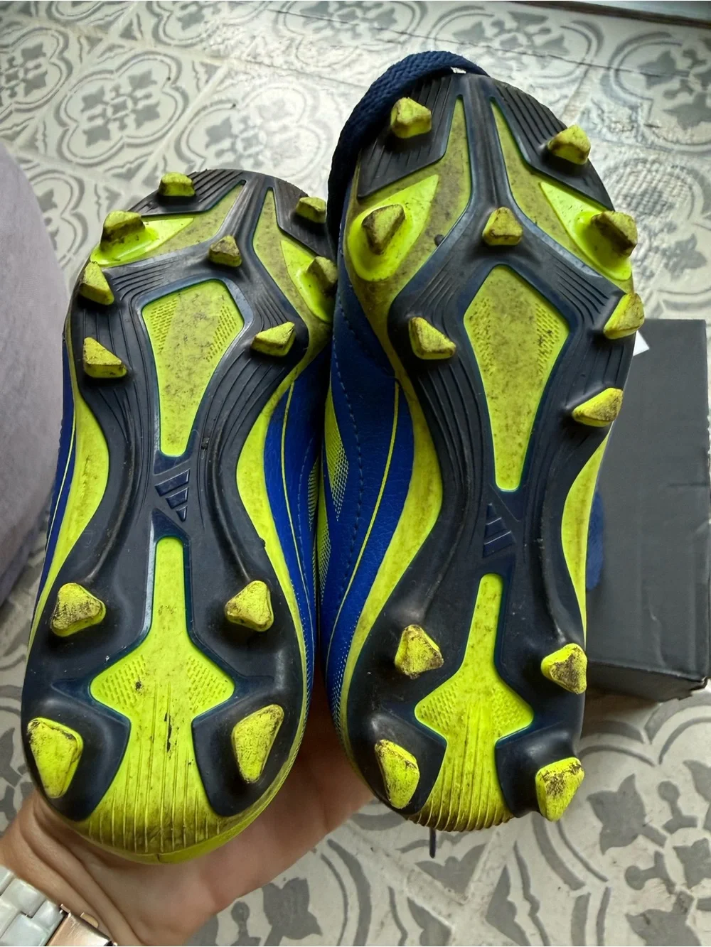 Adidas Goletto IX FG/MG Kids Soccer Cleats Blue/Neon Yellow – Size 10K